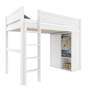 LETTO A SOPPALCO 90x200 cm con armadio e vano contenitore, bianco