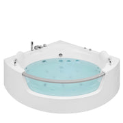 Vasca Idromassaggio Angolare Bianco Sanitario Acrilico con getti massaggianti LED 201 x 150 cm