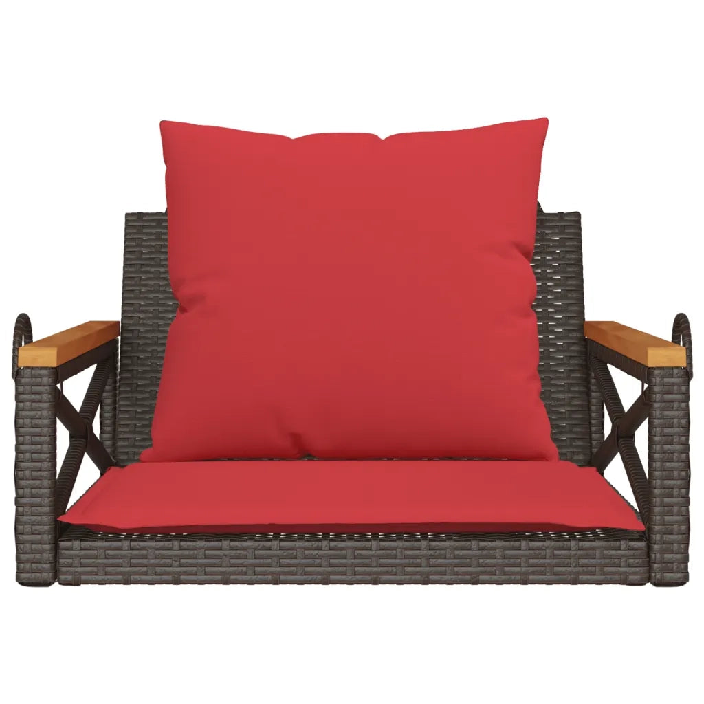 Panchina Dondolo con Cuscini Marrone 63x62x40 cm in Polyrattan 368176