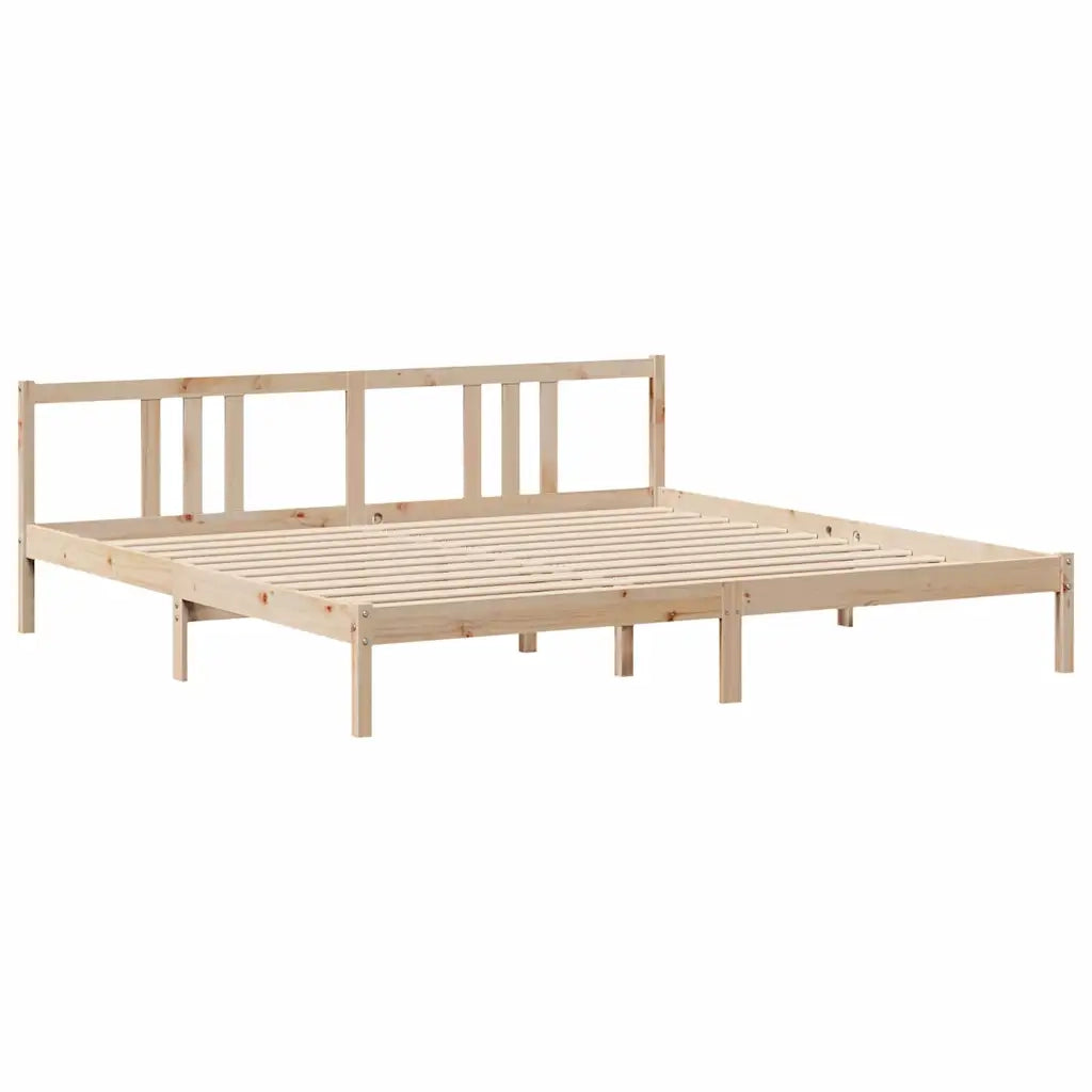 Letto matrimoniale | Letto per adulti | Giroletto con Testiera 200x200 cm in Legno Massello di Pino