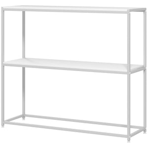 Tavolo Consolle da Ingresso con Ripiano Aperto 100x30x87 cm in Acciaio e Truciolato Bianco