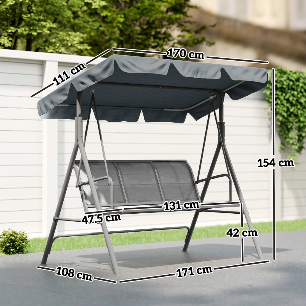 Dondolo 3 Posti ¨C Zephmum ¨C Grigio Metallo 171x108x154 cm