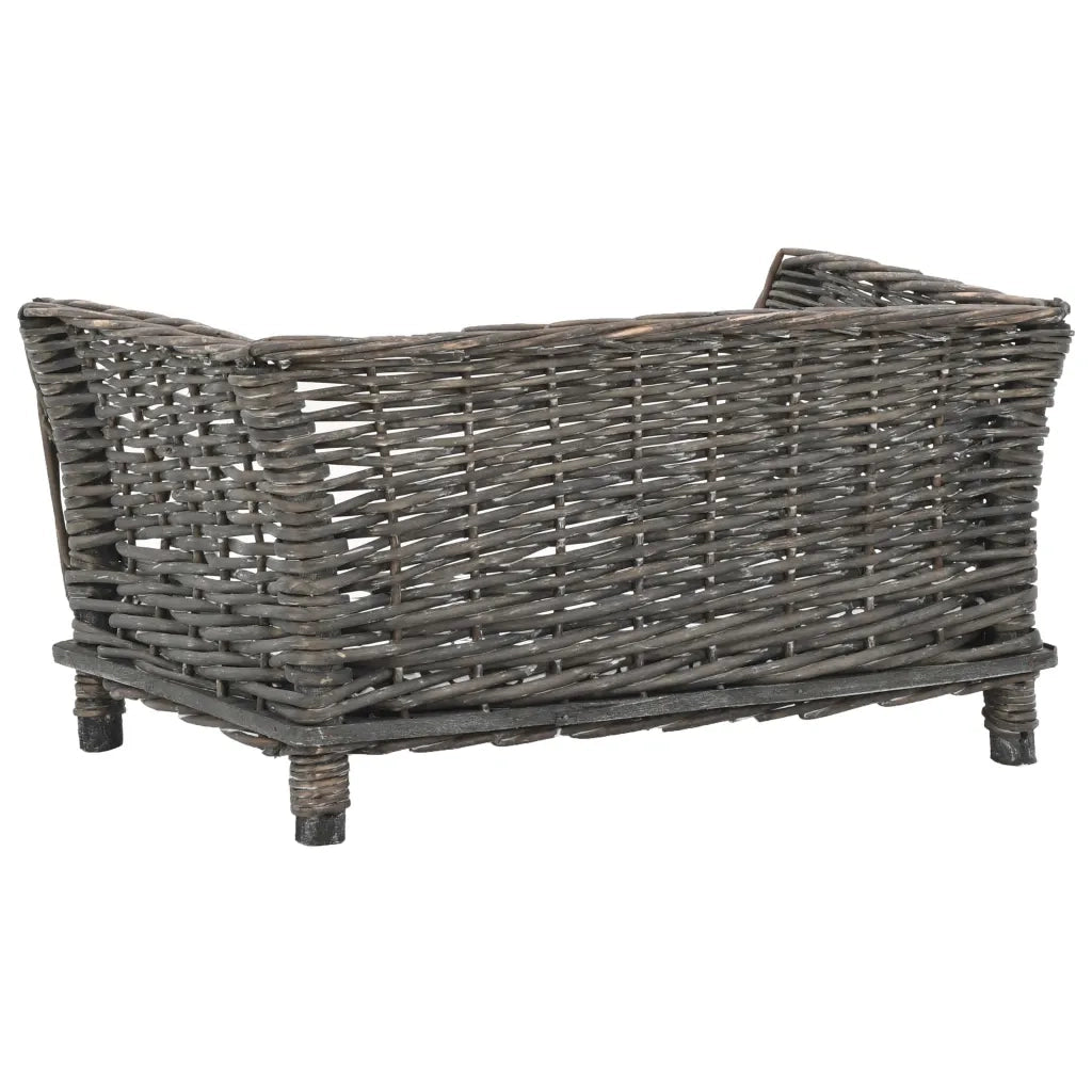 Cesta per Cani con Cuscino Grigio 50x33x30 cm Salice Naturale 170774