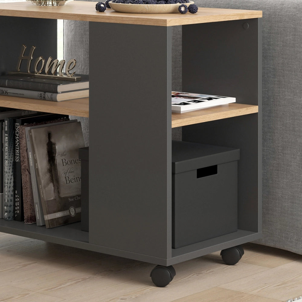 Vicco Tavolino Quercia dorata/antracite 70 x 36.6 cm con rotelle