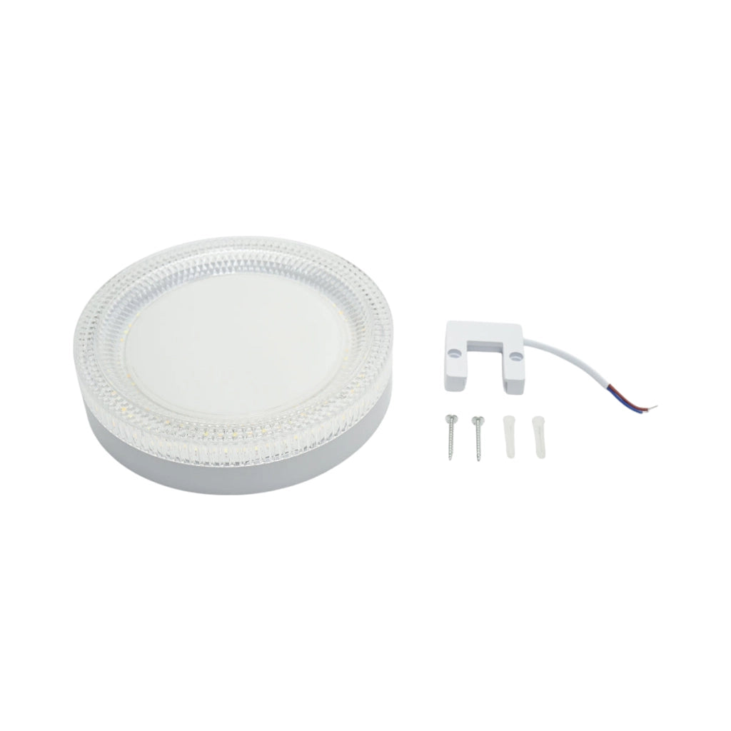 Plafoniera LED 24W, 220V, luce regolabile 3CCT 3000K/4000K/6500K, corpo rotondo 180x40mm, IP20.