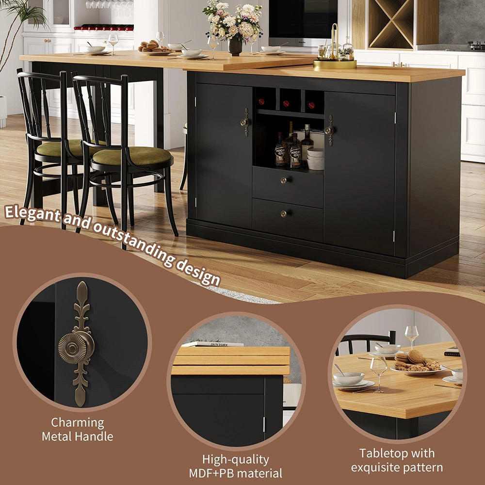 Tavolo bar rotante - Xylo - estensibile 120-180cm nero design