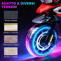 Moto Elettrica per Bambini 12V con Rotelle Specchietti e Poggiapiedi in PP e Metallo Rosso