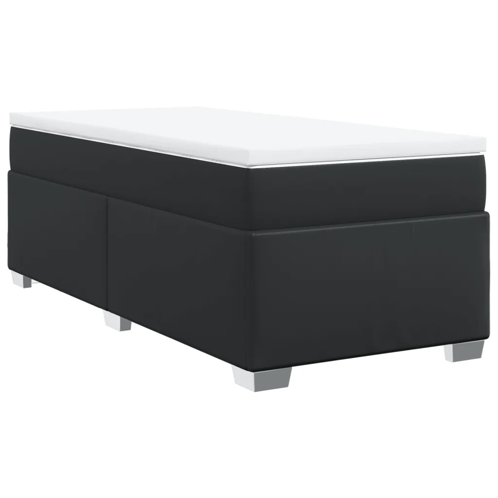 Giroletto a Molle con Materasso Nero 80x200 cm in Similpelle