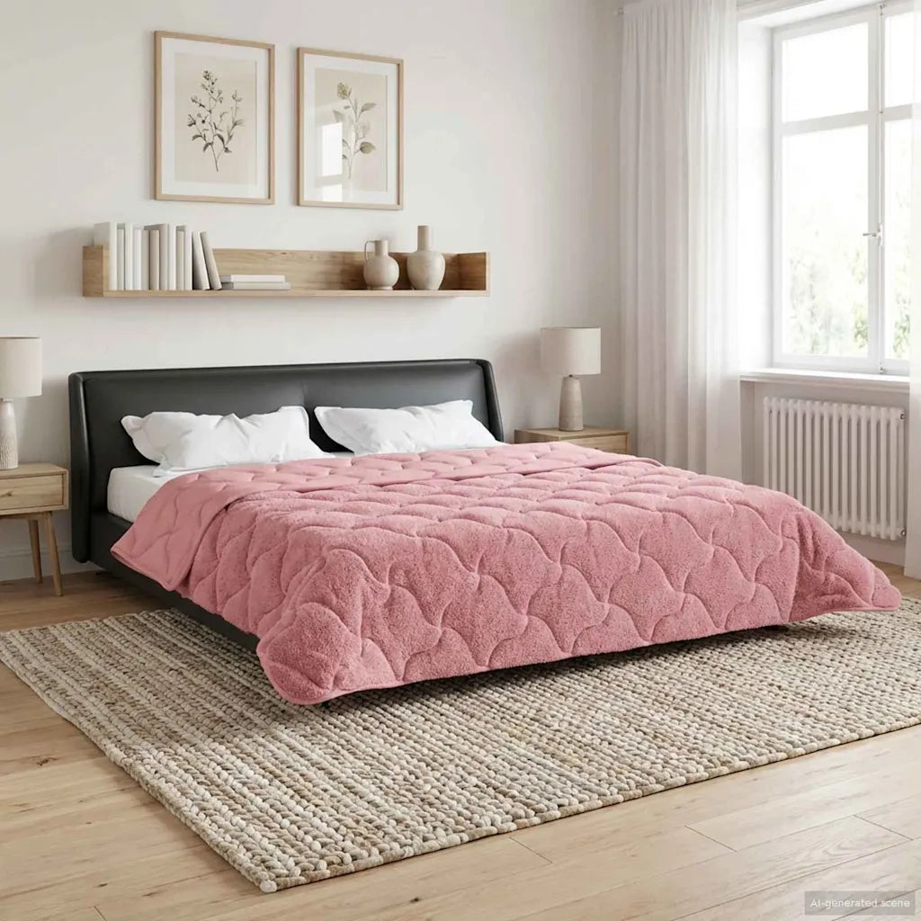 Piumone | Duvet Estivo Rosa 220 x 260 cm Microfibra e Fleece Teddy