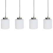 Lampadario in metallo con 4 paralumi in vetro bianco nero e ottone camera da letto soggiorno elegante