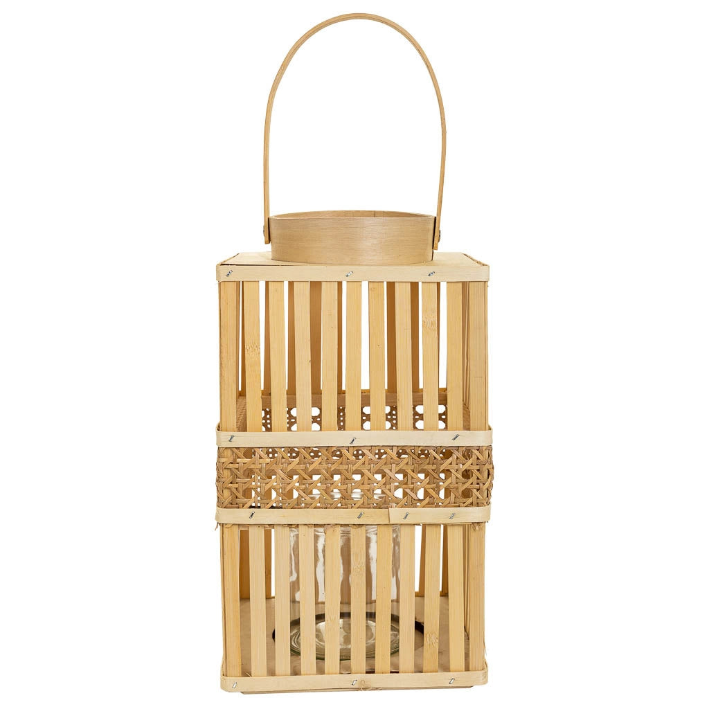 Lanterna portacandele in bambù marrone 18x18x32h