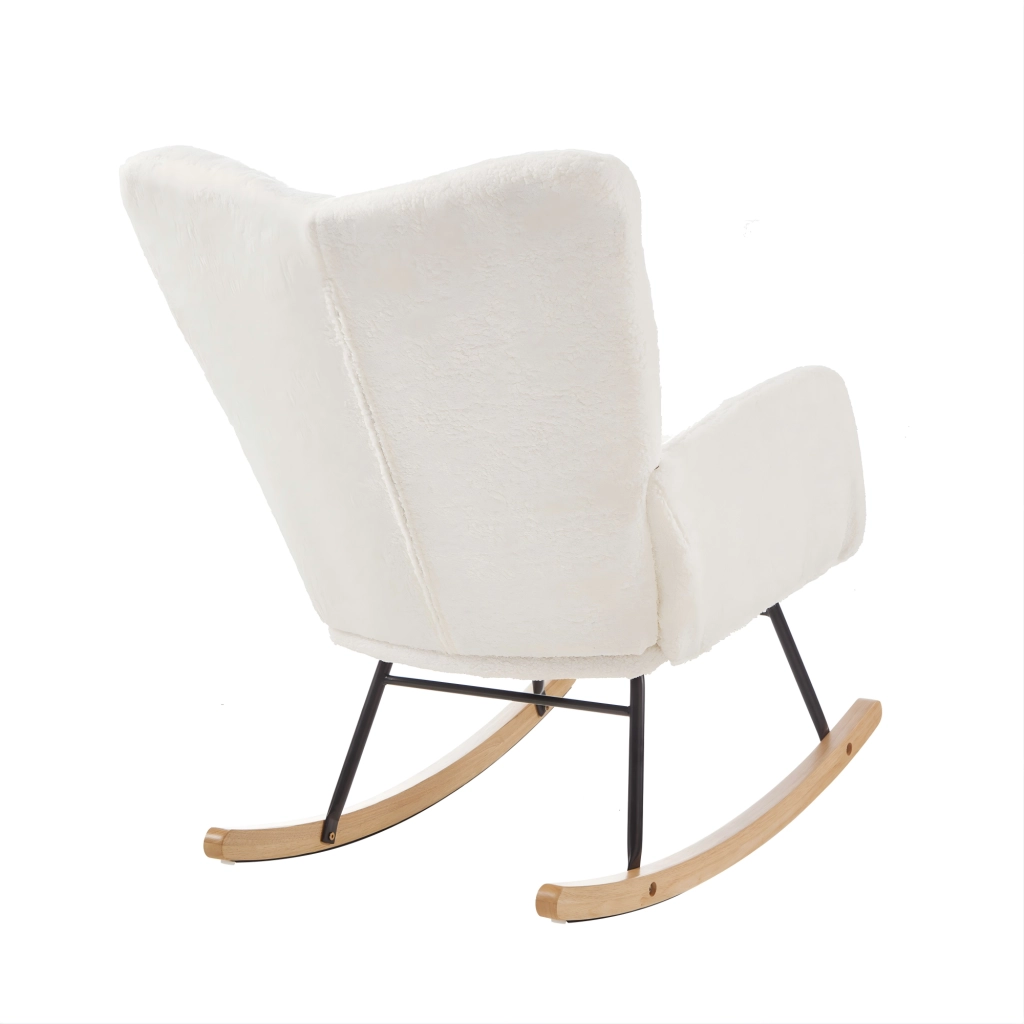 Poltrona a dondolo in poliestere con seduta morbida, struttura stabile e montaggio facile per il relax, bianco 69 × 89 × 101 cm