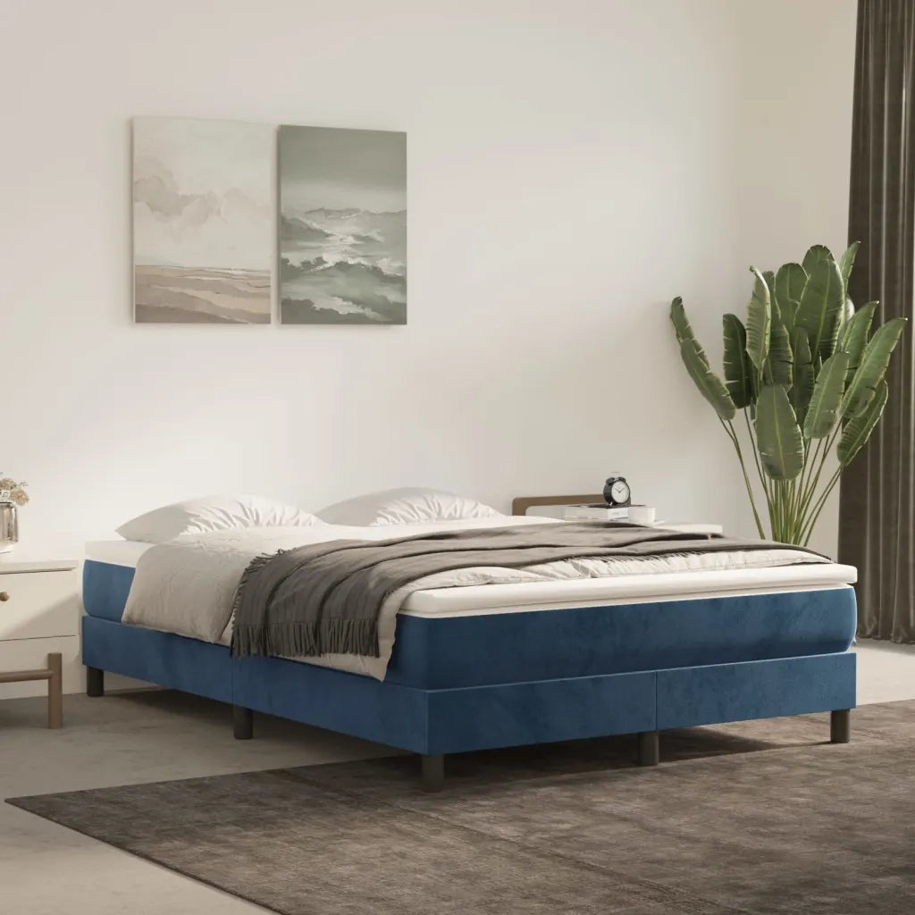 Materasso a Molle Insacchettate Rigidità Media Blu Scuro 140x200x20 cm in Velluto 347812
