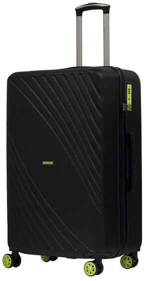 Trolley Valigia Grande Rigida in ABS 4 Ruote TSA Ravizzoni Fresh Nero e Giallo Fluo