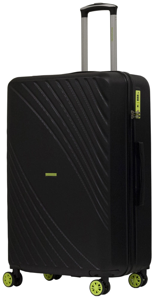 Trolley Valigia Grande Rigida in ABS 4 Ruote TSA Ravizzoni Fresh Nero e Giallo Fluo