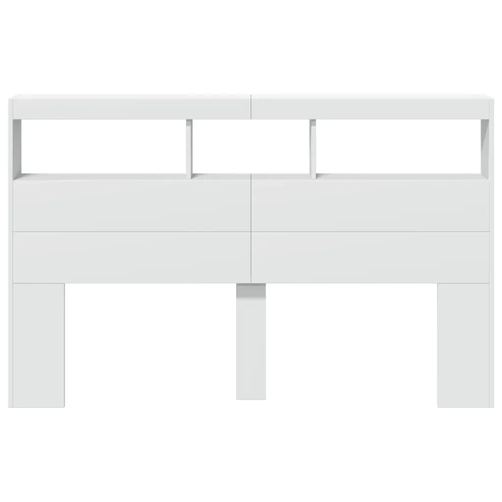 Testiera con Contenitore a LED Bianca 160x17x102 cm