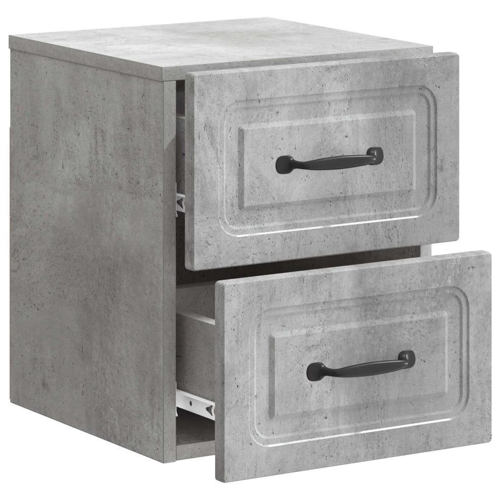 Mobiletto da notte a muro con cassetto 2 pcs Grigio Cemento
