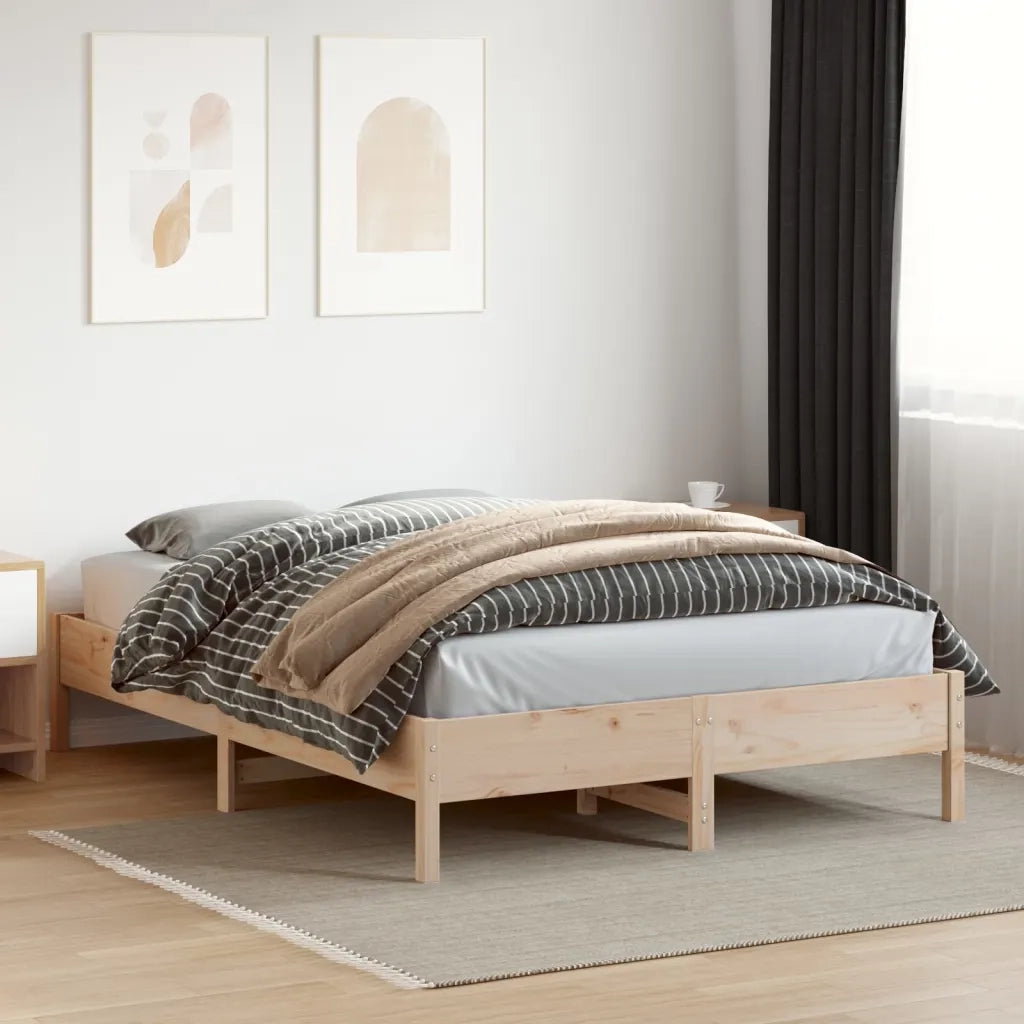Letto matrimoniale | Letto per adulti | Letto senza Materasso 120x200 cm in Legno Massello di Pino