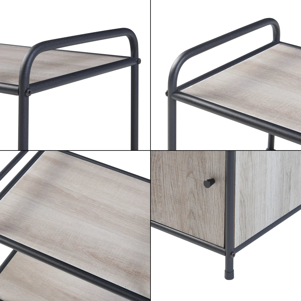 Tavolino laterale con anta in metallo 60 x 43 x 33 cm MDF beige 03_0010913
