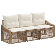Set Divano da Giardino 3 pcs Beige polyrattan 3435924