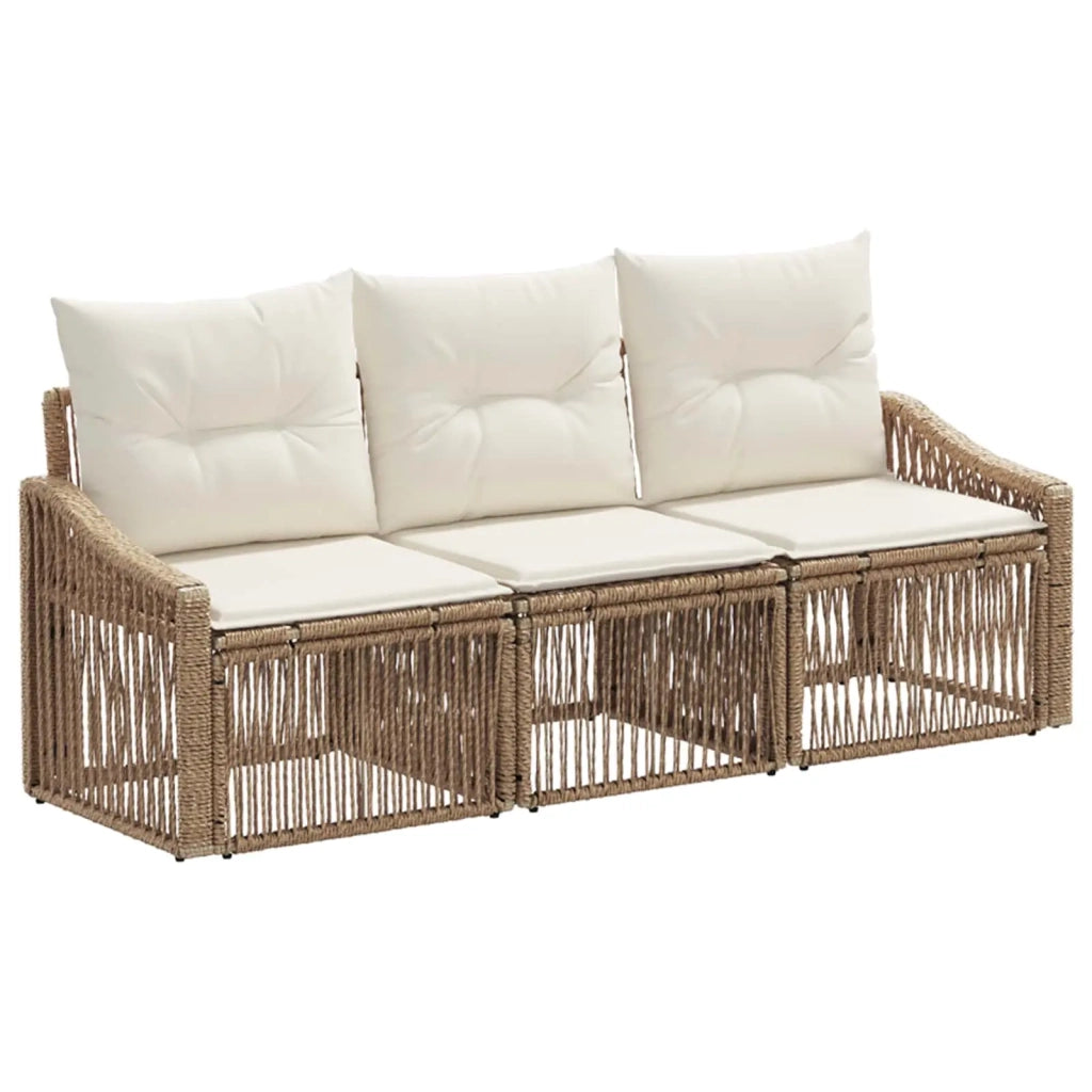 Set Divano da Giardino 3 pcs Beige polyrattan 3435924