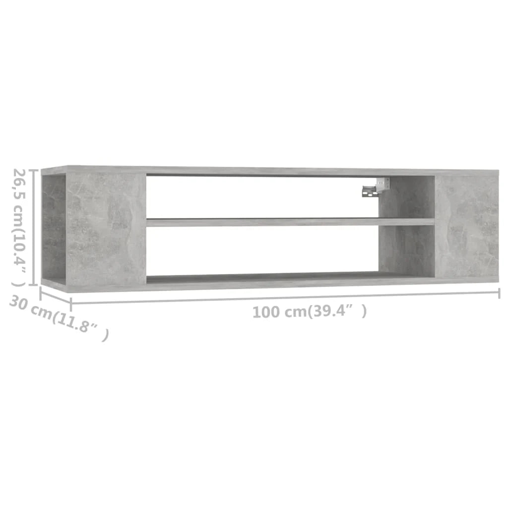 Mobile TV multimediale mensola TV mobile TV credenza TV da parete 100 x 30 x 26,5 cm legno ingegnerizzato grigio 02_0028483