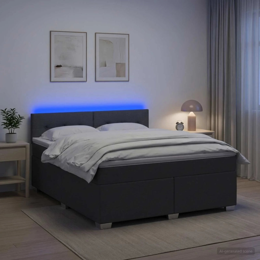 Letto con Box Spring, Materasso e LED Grigio Scuro 160 x 200 cm 3451981