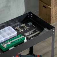 DURHAND Carrello Porta Attrezzi a 2 Ripiani in Acciaio, 84.5x38x84cm, Nero