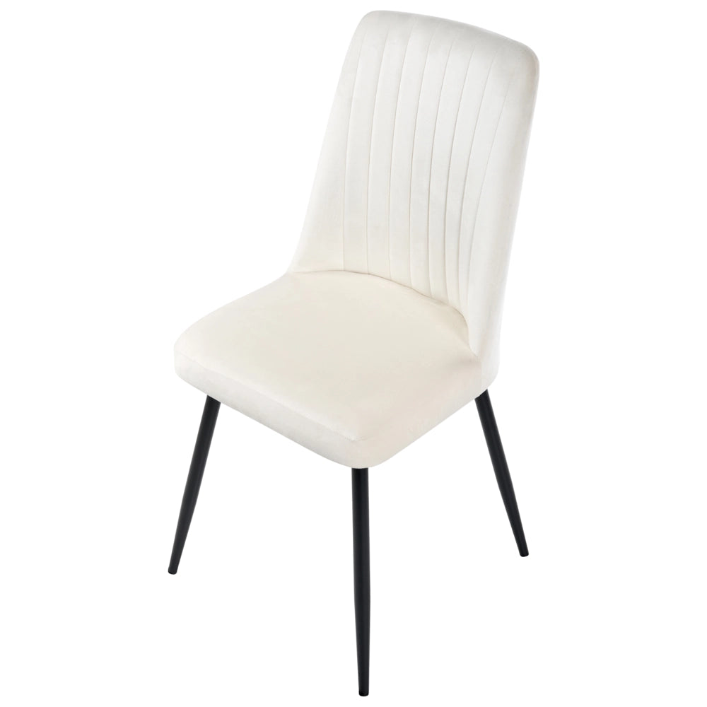 Set di 4 sedie da pranzo con seduta in velluto imbottito Stile moderno Senza braccioli Gambe in ferro bianco sporco