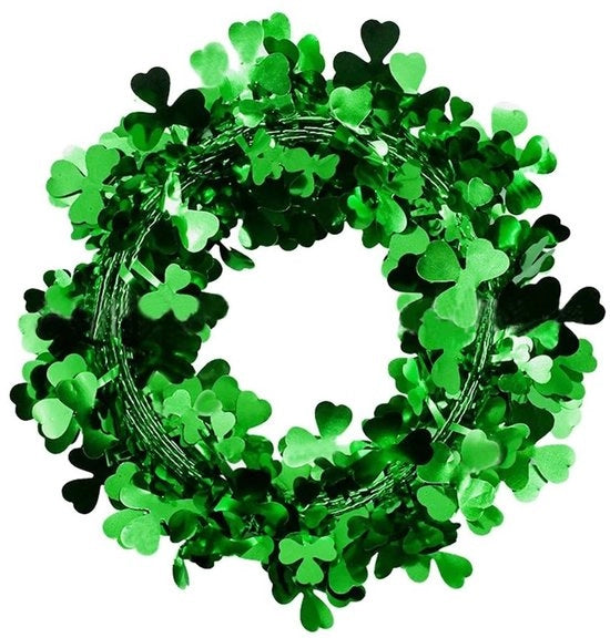 Slinga di foglie di trifoglio 7 m - Slinga irlandese - Decorazione appesa - Decorazione di lametta - Decorazione per feste - Slinga di plastica duratura - Slinga decorativa