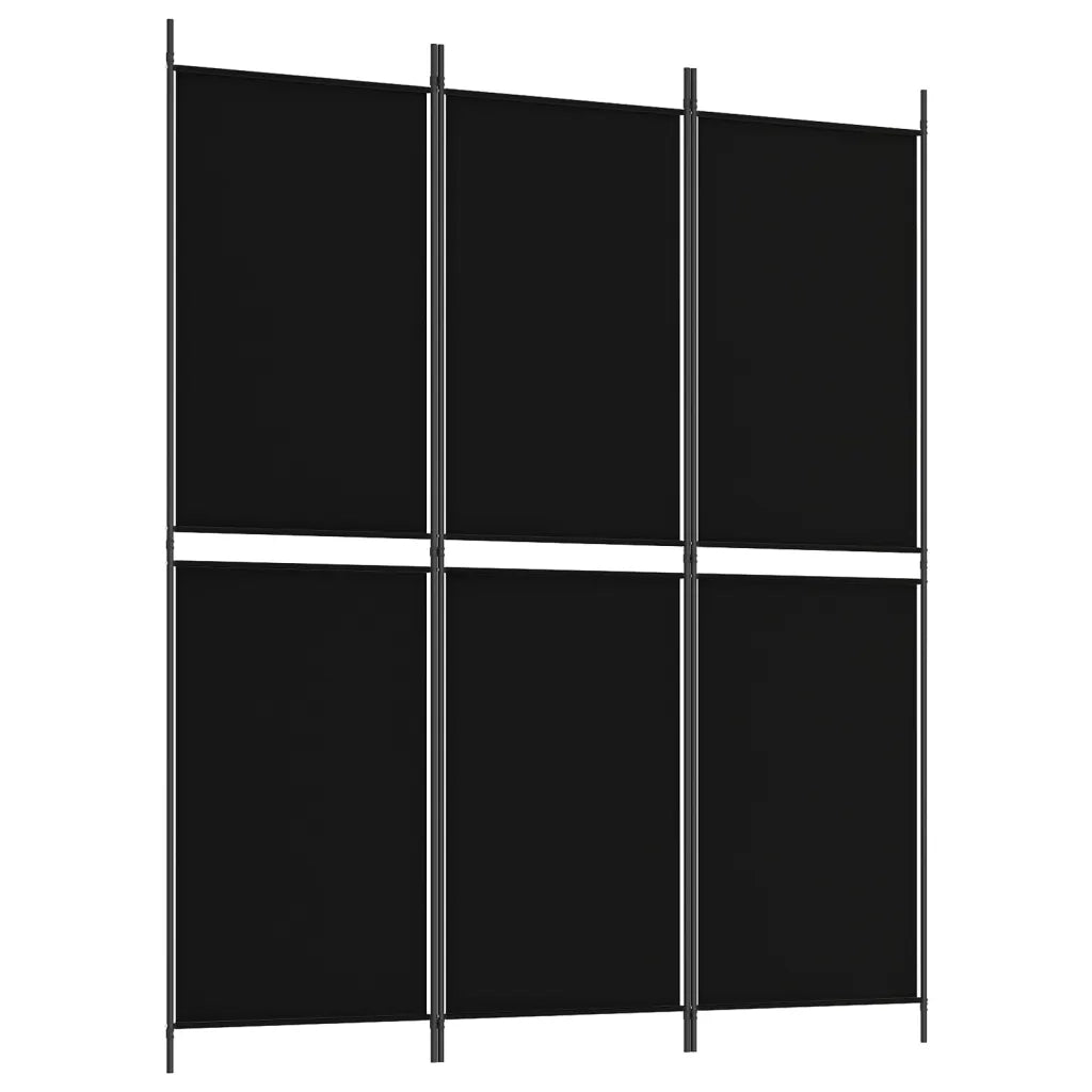 Divisorio a 3 Pannelli Nero 150x180 cm in Tessuto
