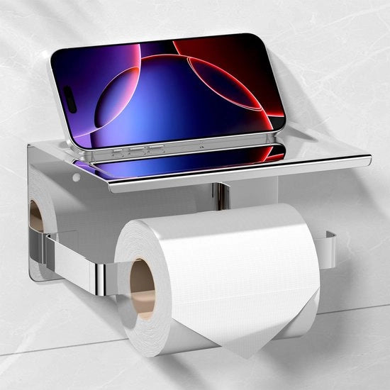 Supporto per Cartucce di Sanitari senza Foratura in Acciaio Inox, Supporto per Cartucce di Sanitari in Acciaio Inox con Piattaforma, Supporto per Cartucce di Sanitari Autoadesivo per Parete, Supporto per Cartucce di Sanitari per Bagno Accessori per Bagno
