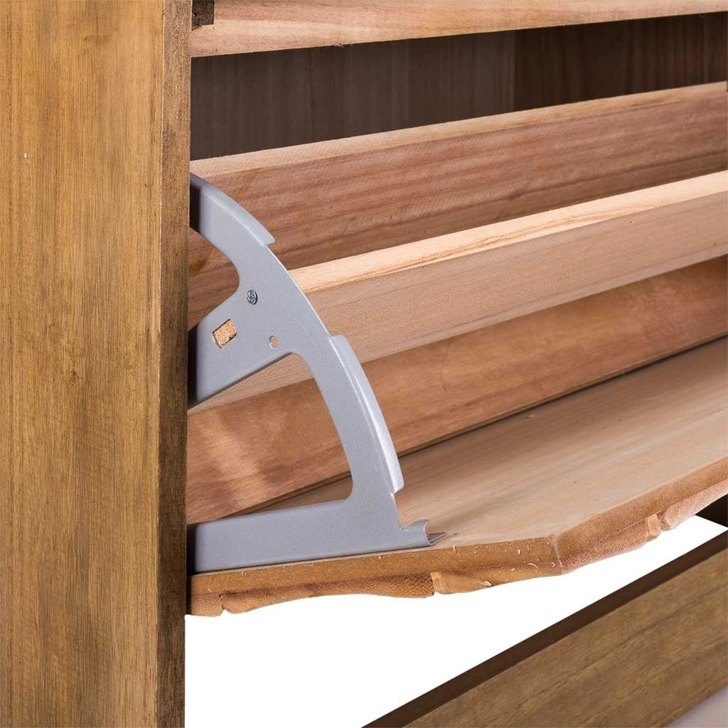 Sgabello scarpiera in legno marrone 80x38x53h