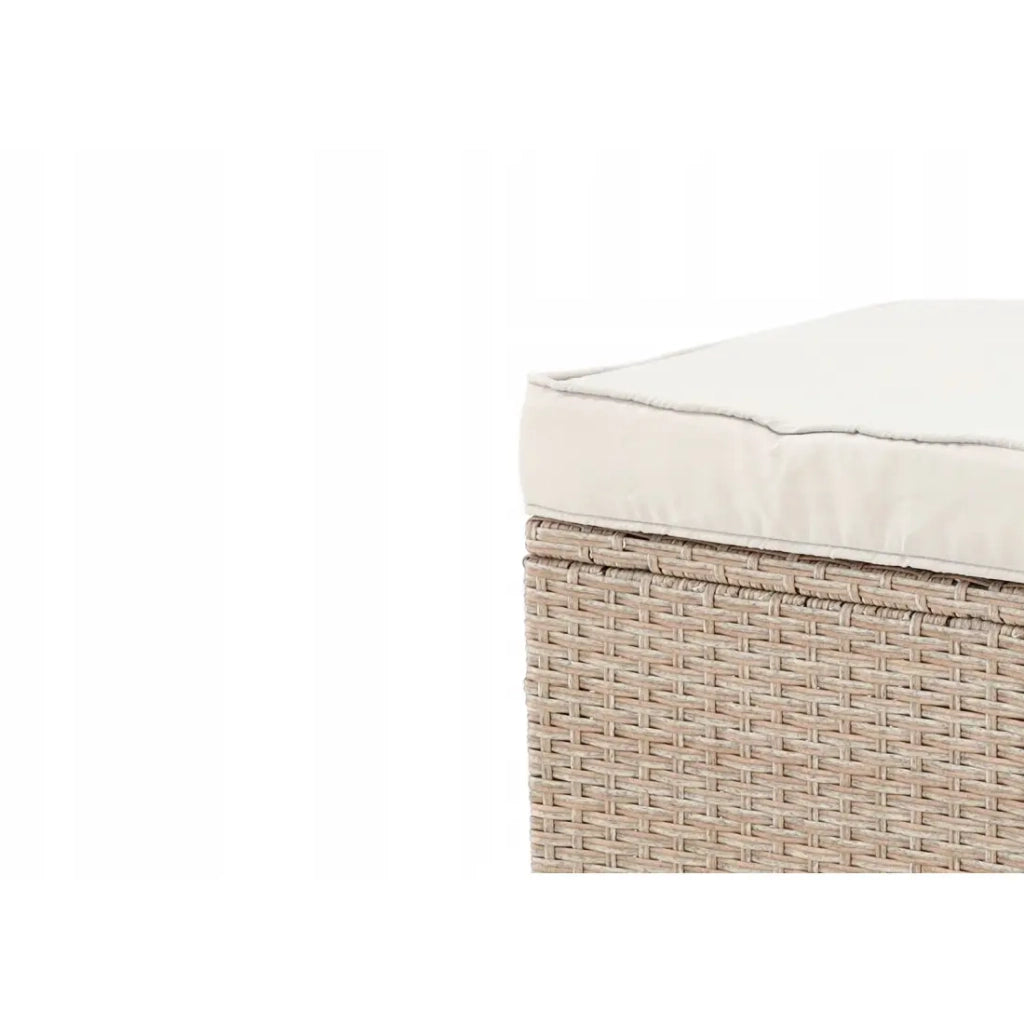 Salotto da giardino ad angolo LIVANA con tavolo e 2 pouf beige e marrone chiaro