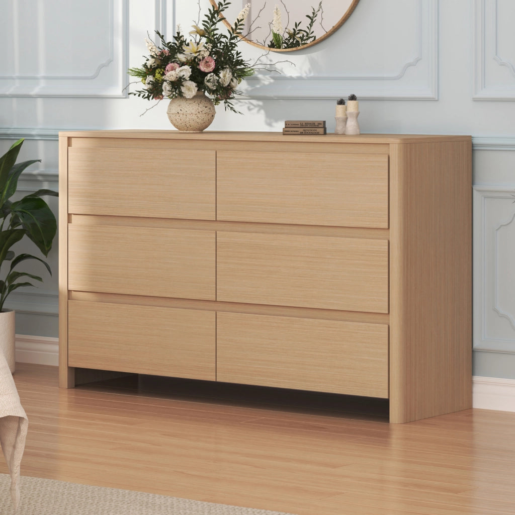 Cassettiera Takranmaa Comò con 6 Cassetti 120 x 39 x 77 cm - Effetto Rovere [en.casa]
