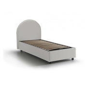 Letto singolo Fedra, Letto contenitore con rivestimento in ecopelle, Made in Italy, Apertura frontale, adatto per materasso cm 80x190, Bianco