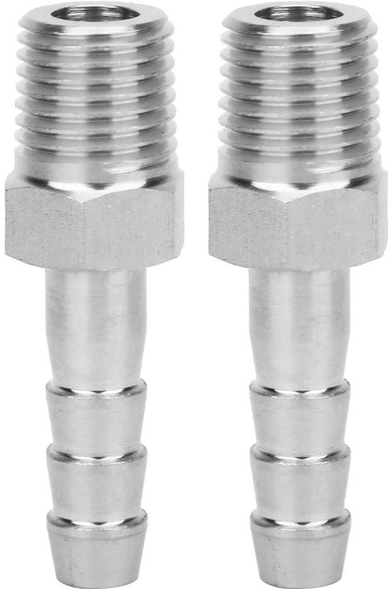 Connettore a vite BSPT maschio filo 1/4 - 8mm/10mm Barb a congiunzione - Acciaio - Corrosione resistente - Alta durata - Connettore per gas