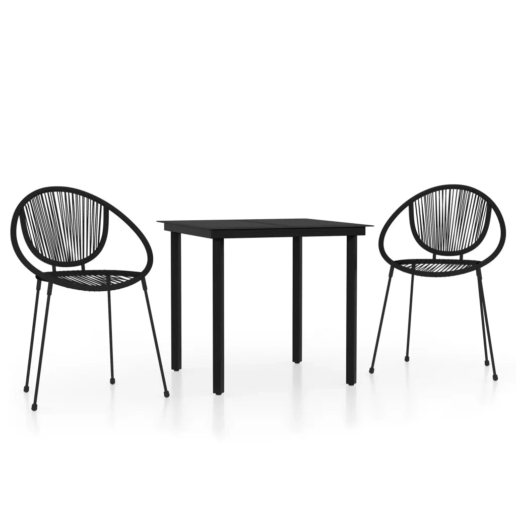 Set Mobili da Pranzo per Giardino 3 pz Nero cod mxl 35241