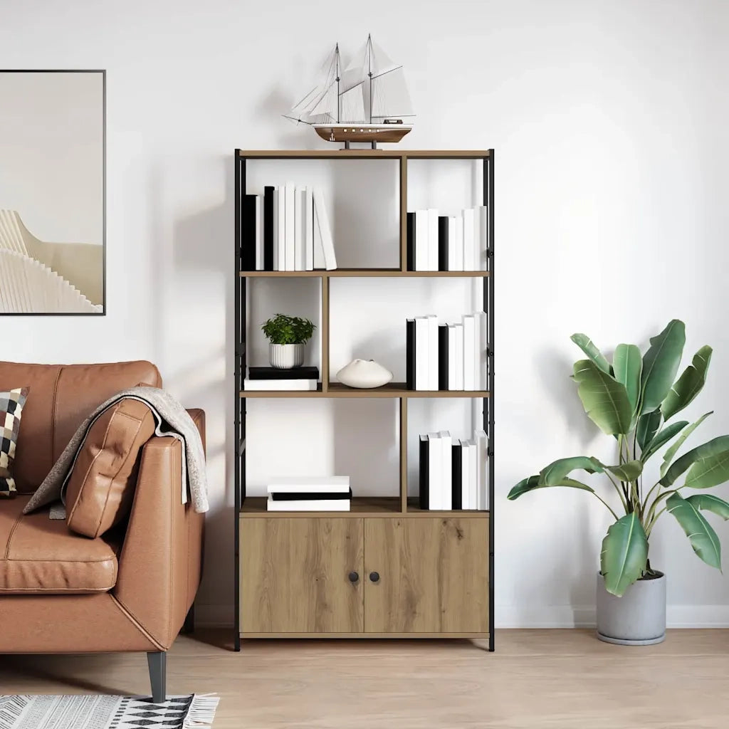 Libreria-Scaffale per Libri-Mobile di Stoccaggio Rovere artigianale 80 x 30 x 155,5 cm