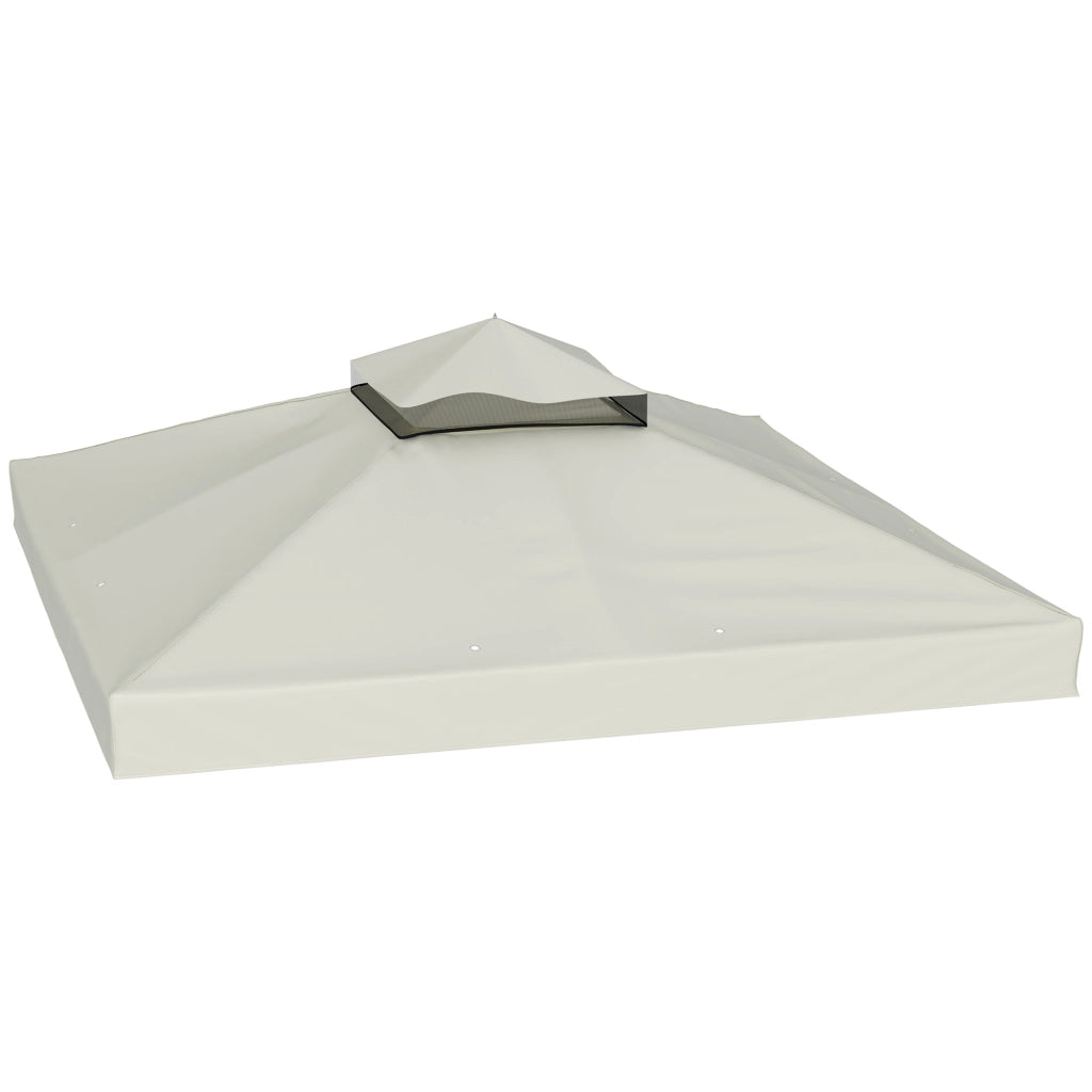 Copertura per Gazebo da Giardino 3x3 m UPF30+ a 2 Livelli in Poliestere Grigio Chiaro