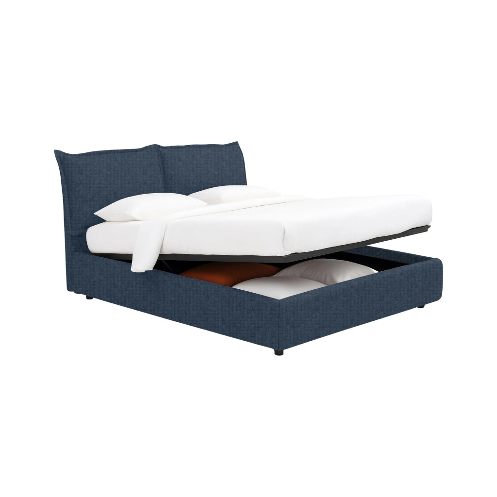 Uckfield, Letto Matrimoniale Sfoderabile Made in Italy, blu