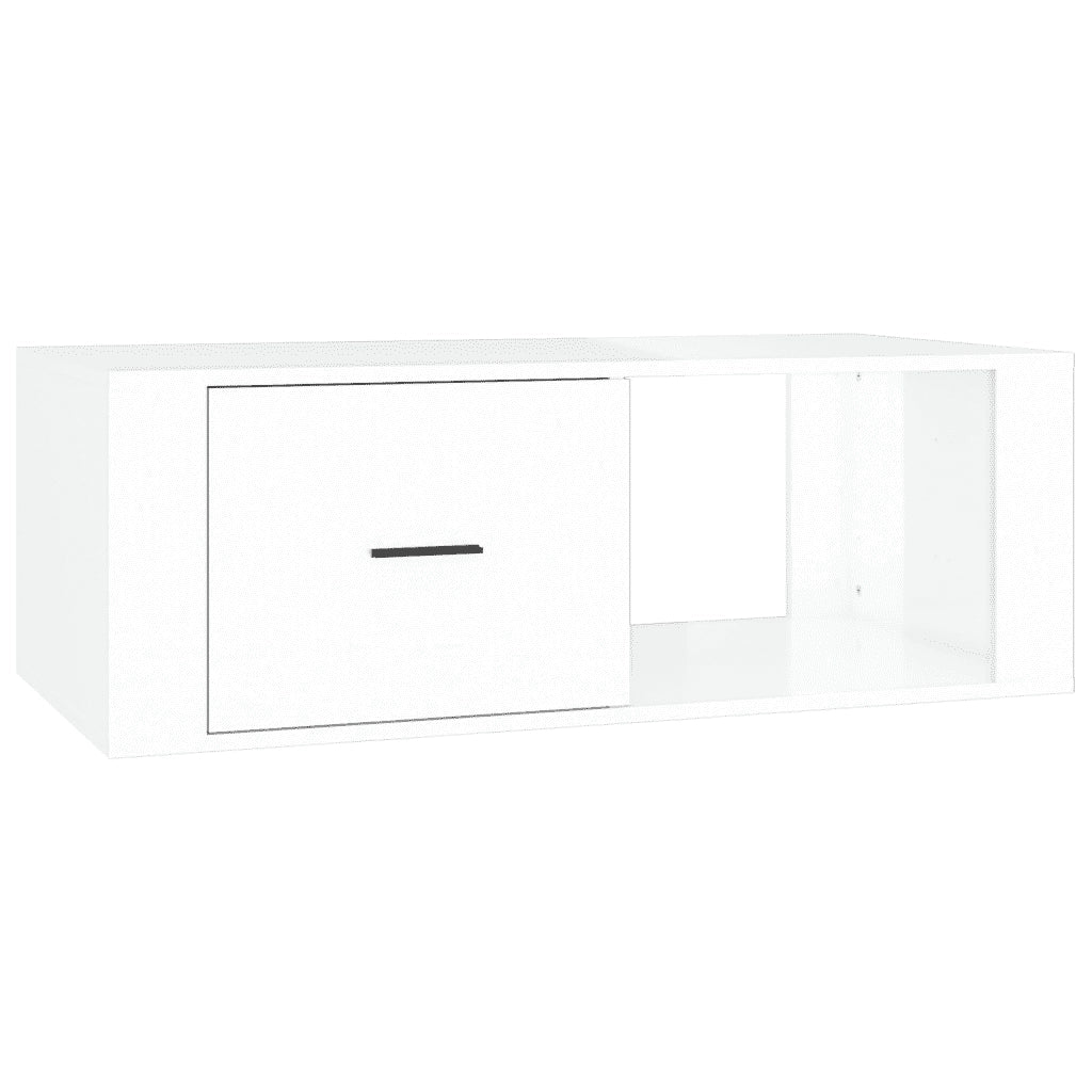 Tavolino Salotto Bianco Lucido 100x50,5x35 cm Legno Multistrato