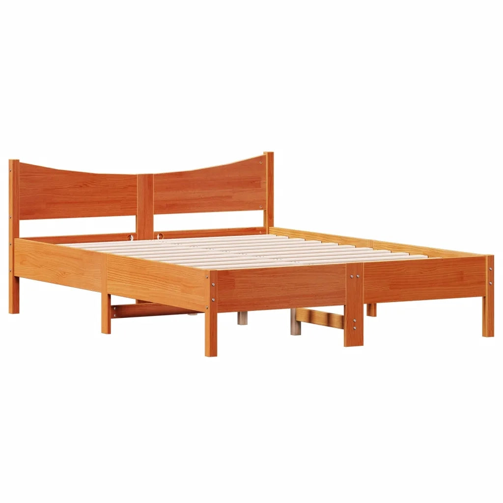Letto matrimoniale | Letto per adulti | Letto senza Materasso Marrone Cera 120x190 cm in Legno di Pino