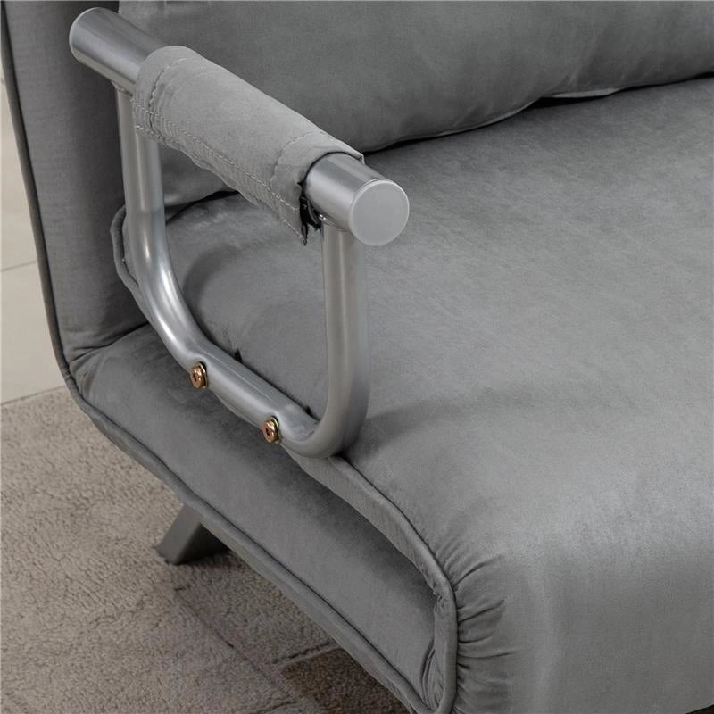 DIVANO LETTO SINGOLO IN FINTA PELLE CON SEDUTA REGOLABILE IN 5 POSIZIONI 105X80X78 CM GRIGIO CHIARO