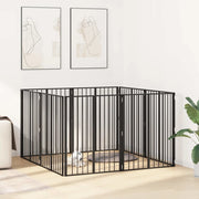 Cancello per cani 8 pcs Nero 80 x 100 cm Acciaio zincato