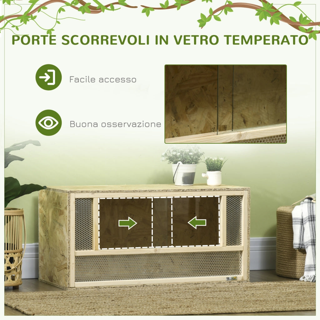 Terrario per Rettili ¨C zephmum ¨C Legno, Vetro, Rete, 40x80x40 cm