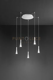 Sospensione in alluminio colore bianco 5 luci Cone LED 35W 3000K CRI?80 220-240V 50/60Hz 2070Lm