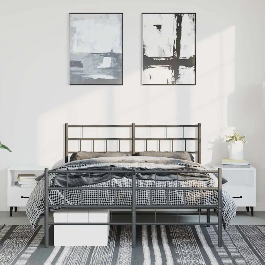Giroletto con Testiera e Pediera Metallo Nero 150x200 cm