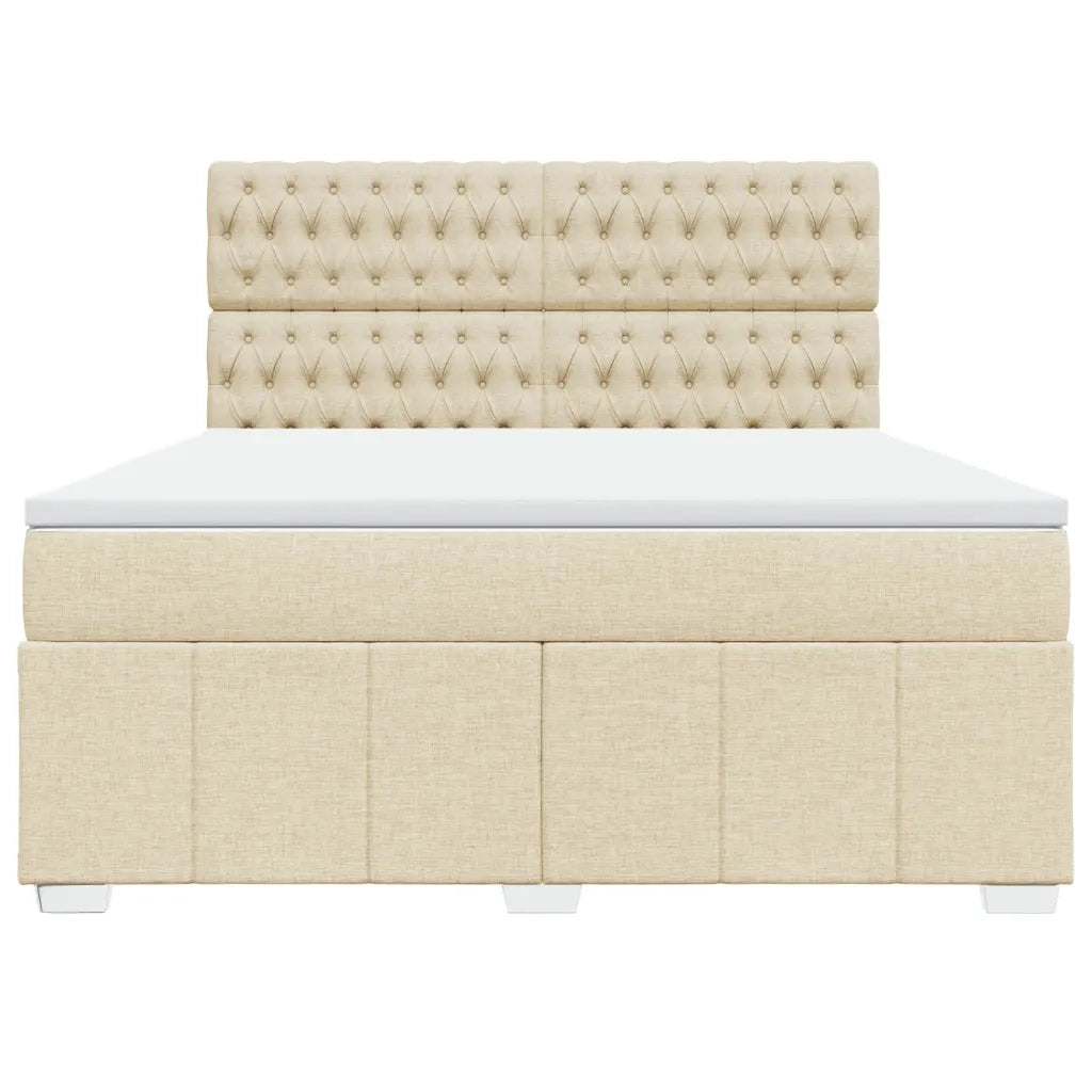 Giroletto a Molle con Materasso Crema 180x200 cm in Tessuto