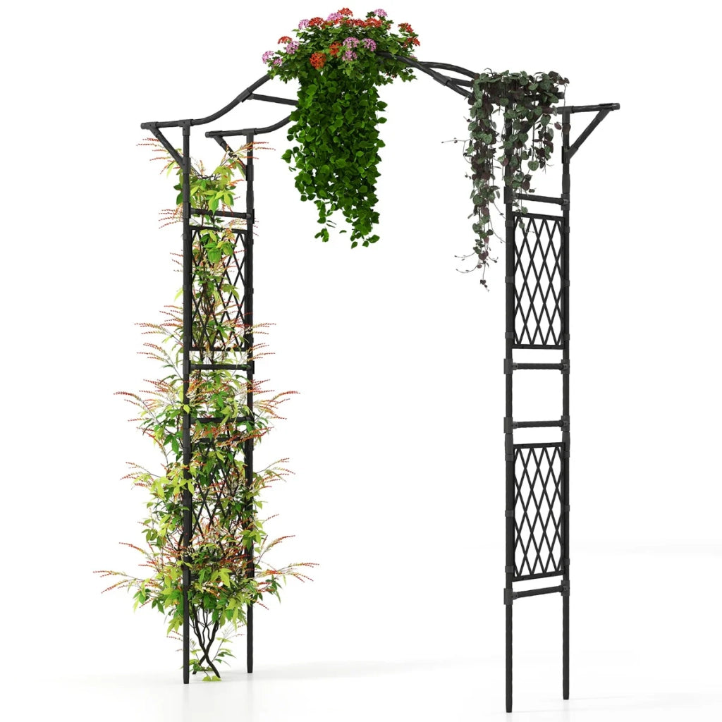 Arco da giardino 170 x 39 x 210 cm supporto per piante rampicanti design elegante in metallo nero 20_0010190